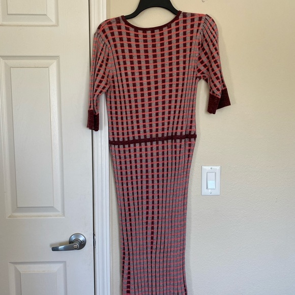 KATE SPADE Dress Plaid Faux Wrap Knit Dress Above Knee V Neck - Picture 10 of 11